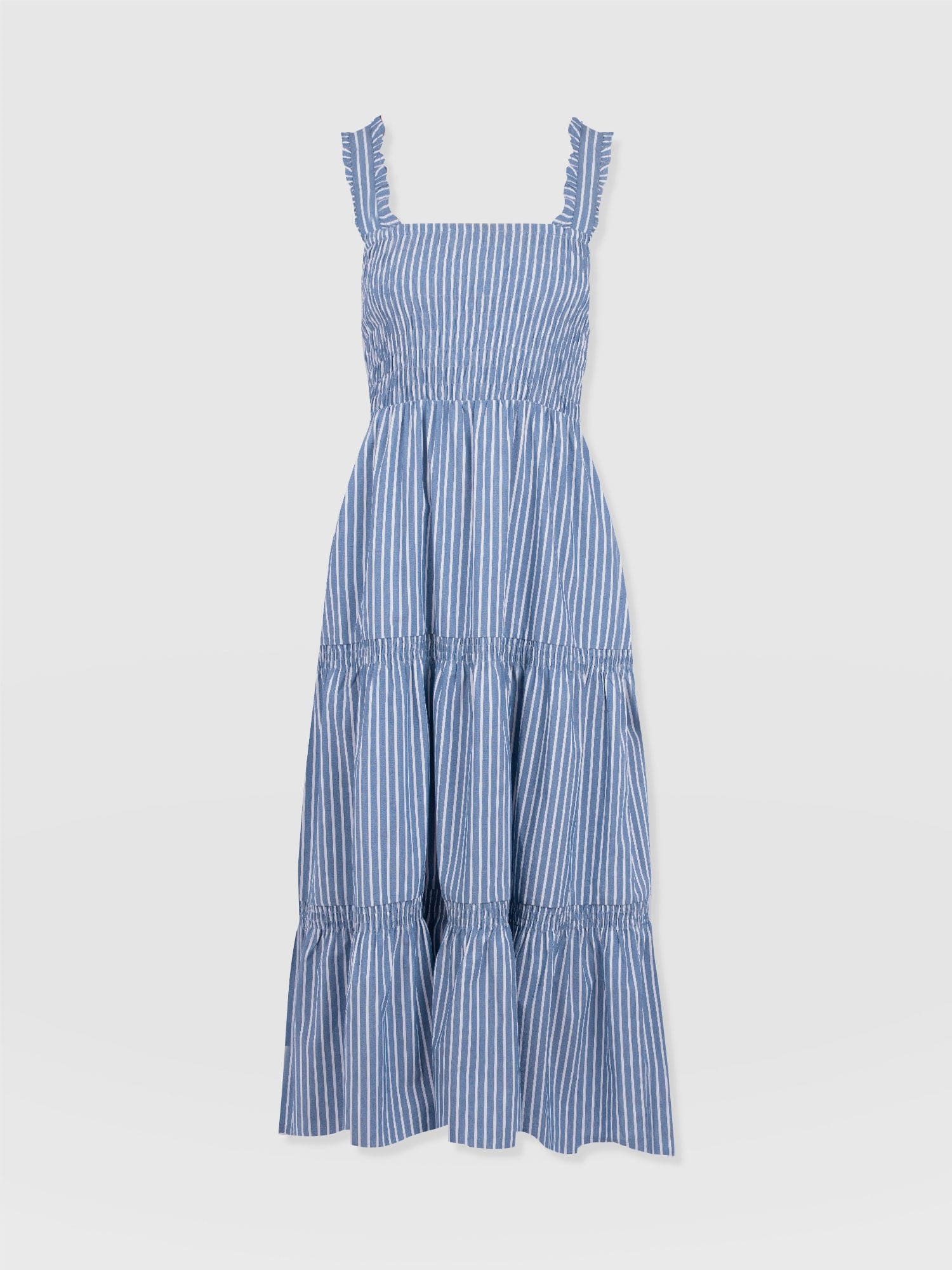 Maya Shirring Dress - Blue Stripe - Women's Dresses | Saint + Sofia® USA